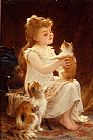 Emile Munier Famous Paintings - Playing with the Kitten